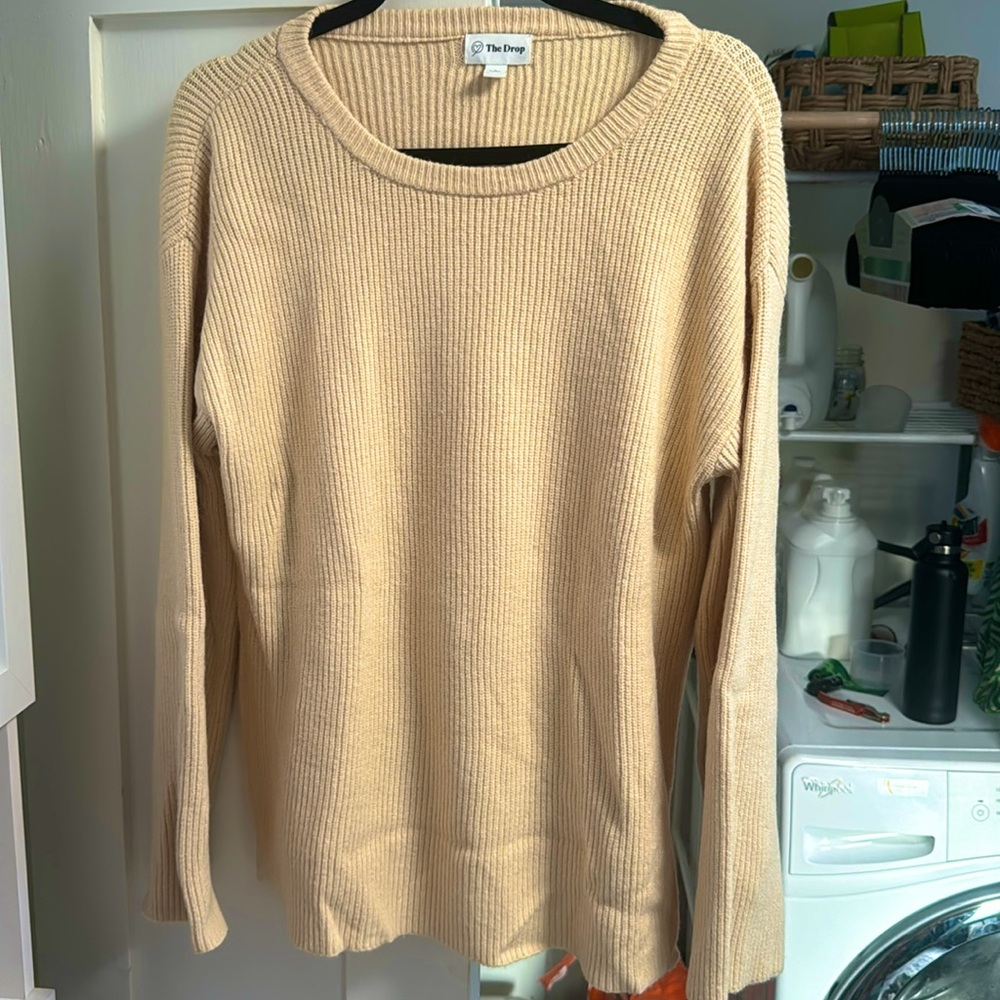 The Drop Women's Alice Crew-Neck Back-Slit Ribbed Pullover Sweater - large